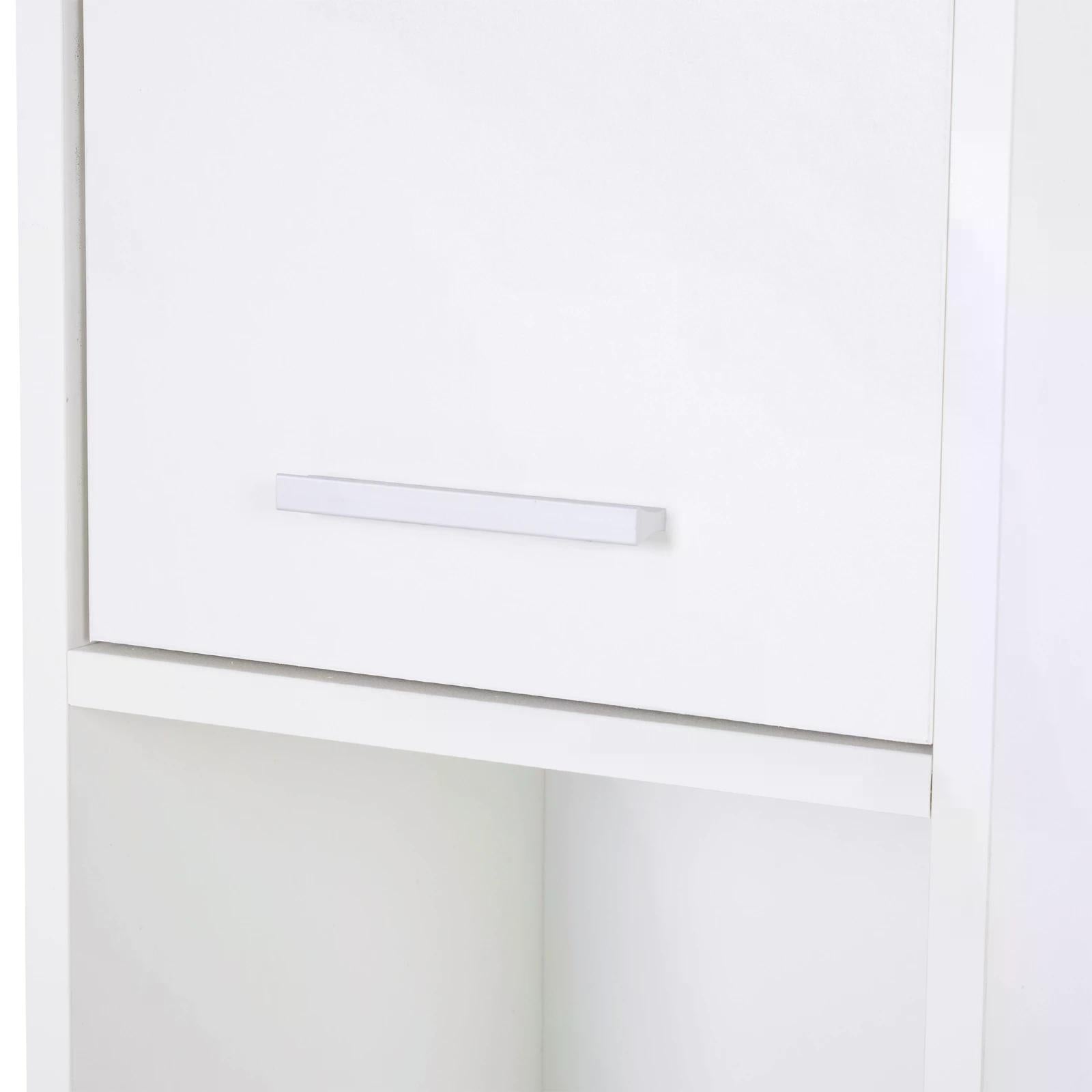 HOMCOM Slim Bathroom Tall Cabinet, High Floor Cabinet Unit for Bathroom, Freestanding Storage Cabinet with 2 Doors and Adjustable Shelves, White