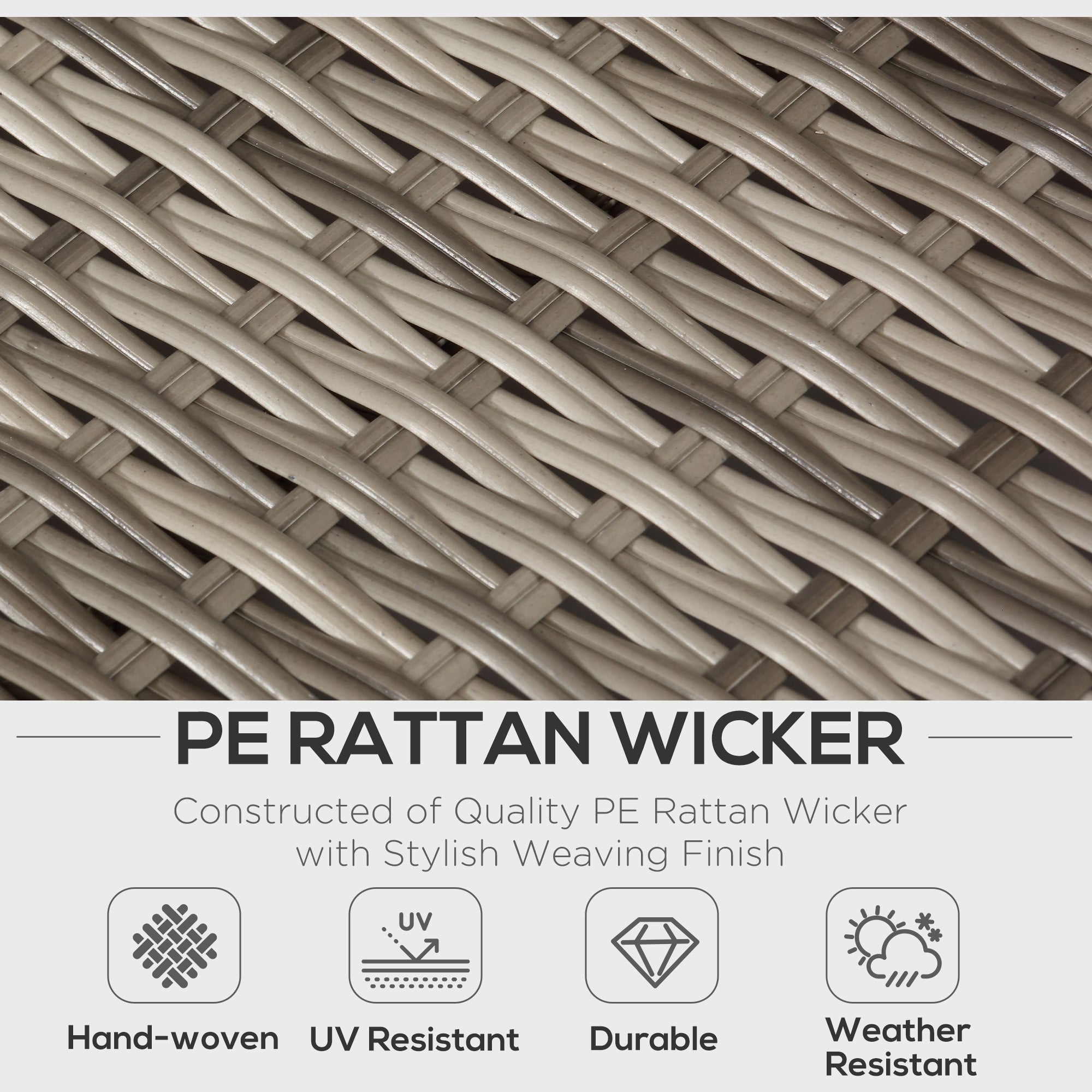 Kozy 4 PCs Rattan Garden Furniture Outdoor Sectional Corner Sofa and Coffee Table Set  Conservatory Wicker Weave Furniture with Armrest and Cushions - Light Grey