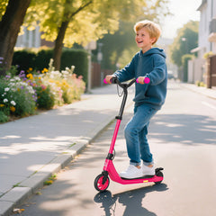 Kozy Kids Electric Scooter, Electric Scooters for Kids Ages 6+, 8 KM/H & 6 KM Lightweight E-Scooter, Adjustable Height, Rear Brake - Pink