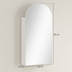 Kozy - Arched Bathroom Mirror Cabinet with Adjustable Glass Shelves - White