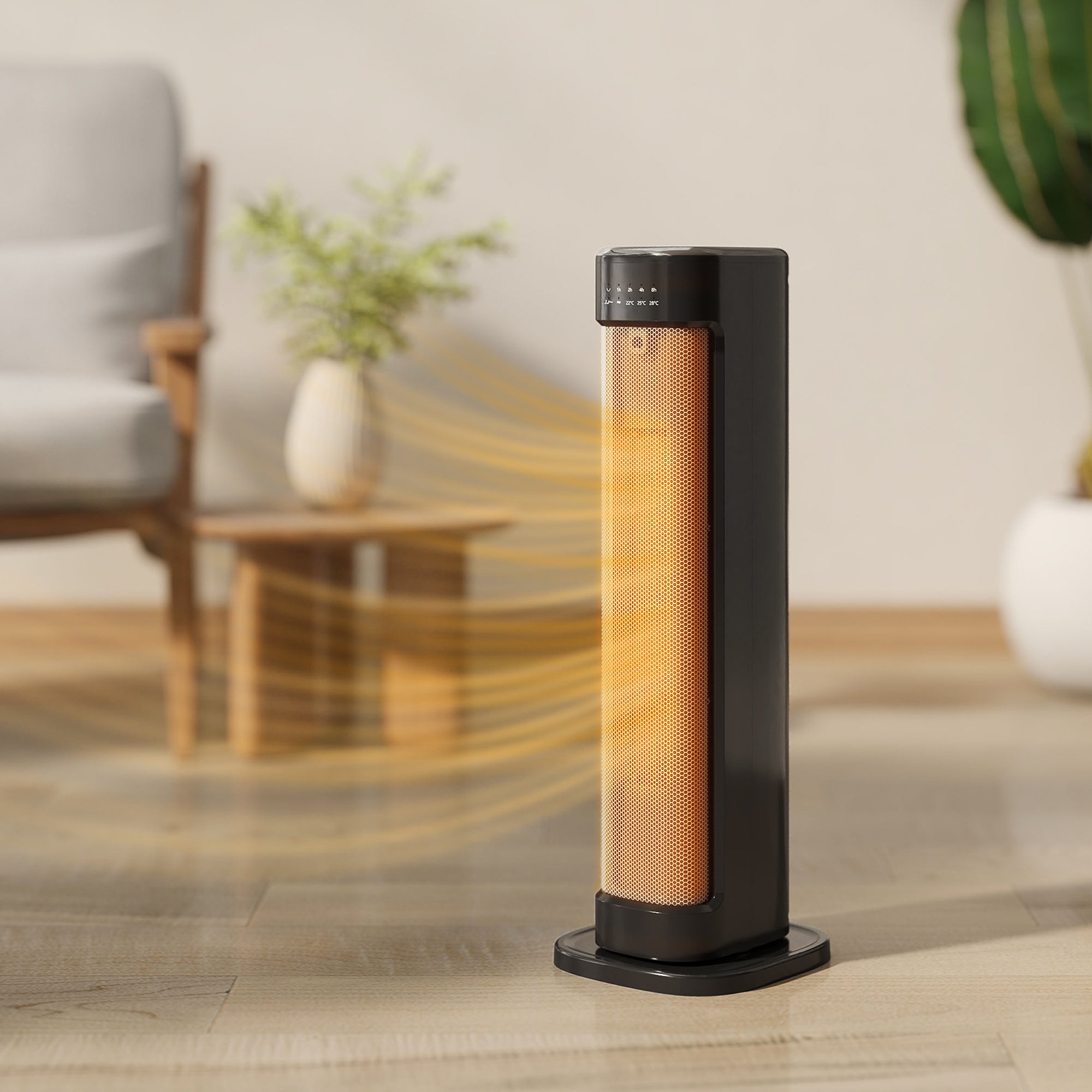 Kozy 2000W Ceramic Electric Heater with 3 Heat Settings, Timer - Black