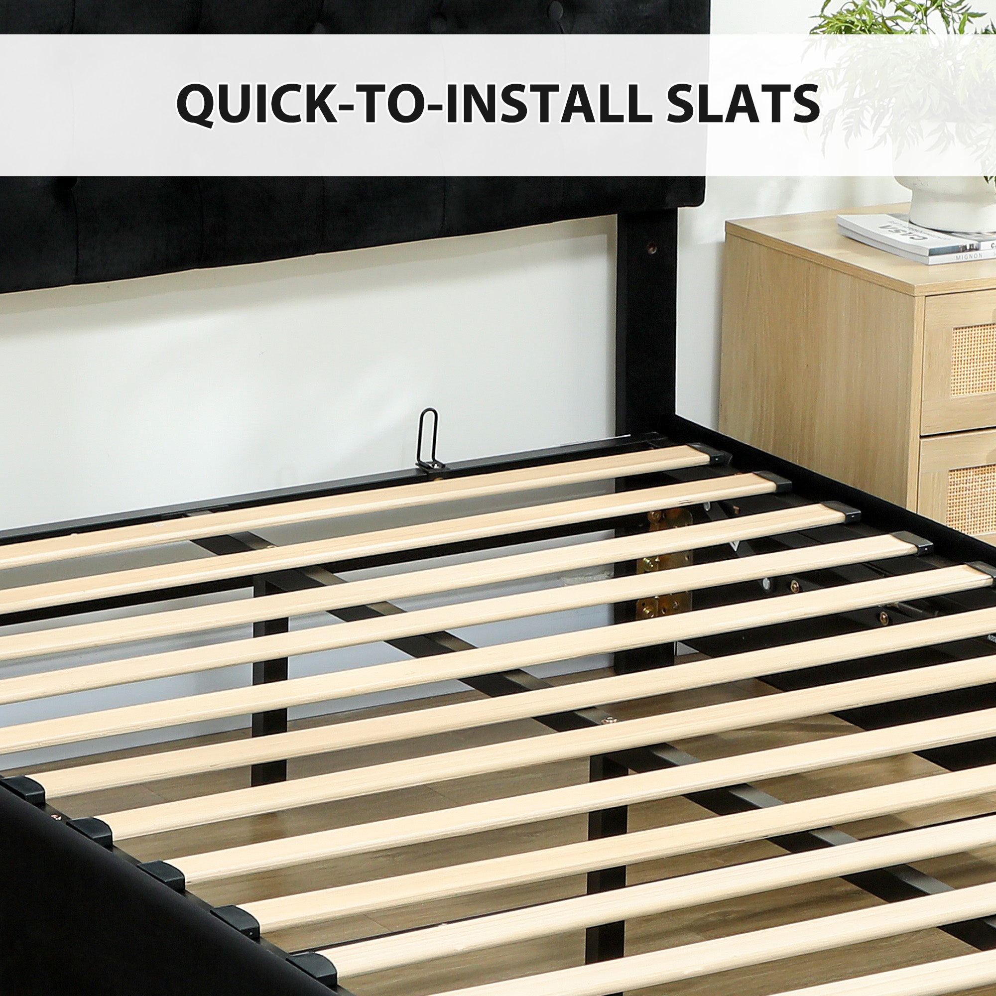 Kozy - King Size Ottoman Bed Frame, with Front Drawer - Black