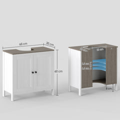 Kozy Modern Bathroom Sink Cabinet, Floor Standing Under Sink Cabinet, Freestanding Storage Cupboard with Adjustable Shelf, Double Doors, Antique White