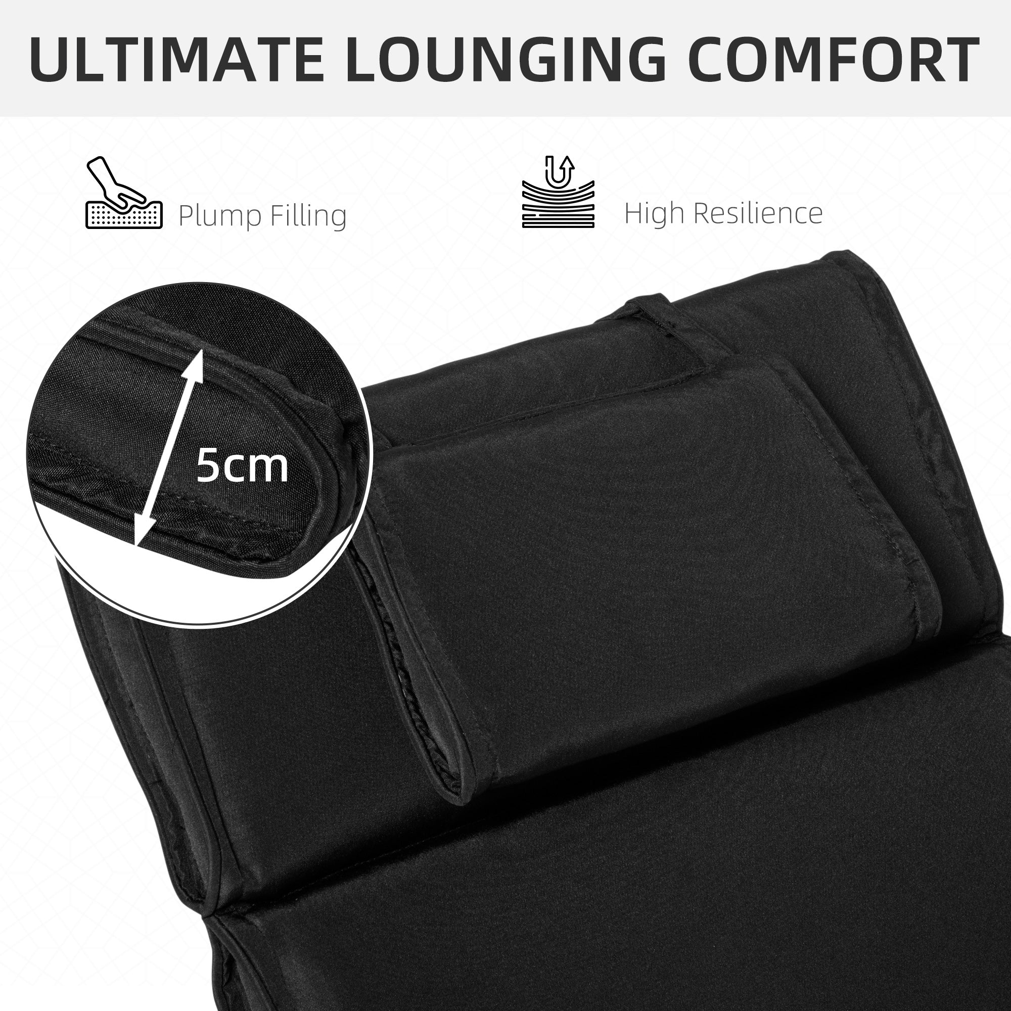 Outsunny Garden Sun Lounger Chair Cushion Reclining Relaxer Indoor Outdoor | Aosom UK