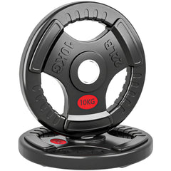 Kozy Olympic Weight Plates, 2"/5cm Weight Disc Pair with Tri-Grips, 2 x 10kg Dumbbell Plates for Weightlifting and Strength Training Home Gym Fitness Workout, Black