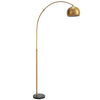 Arc Floor Lamp for Living Room, Modern Adjustable Standing Lamp with Foot Switch, Faux Marble Base and Bell Shade for Home Offices, Bedrooms, Tone