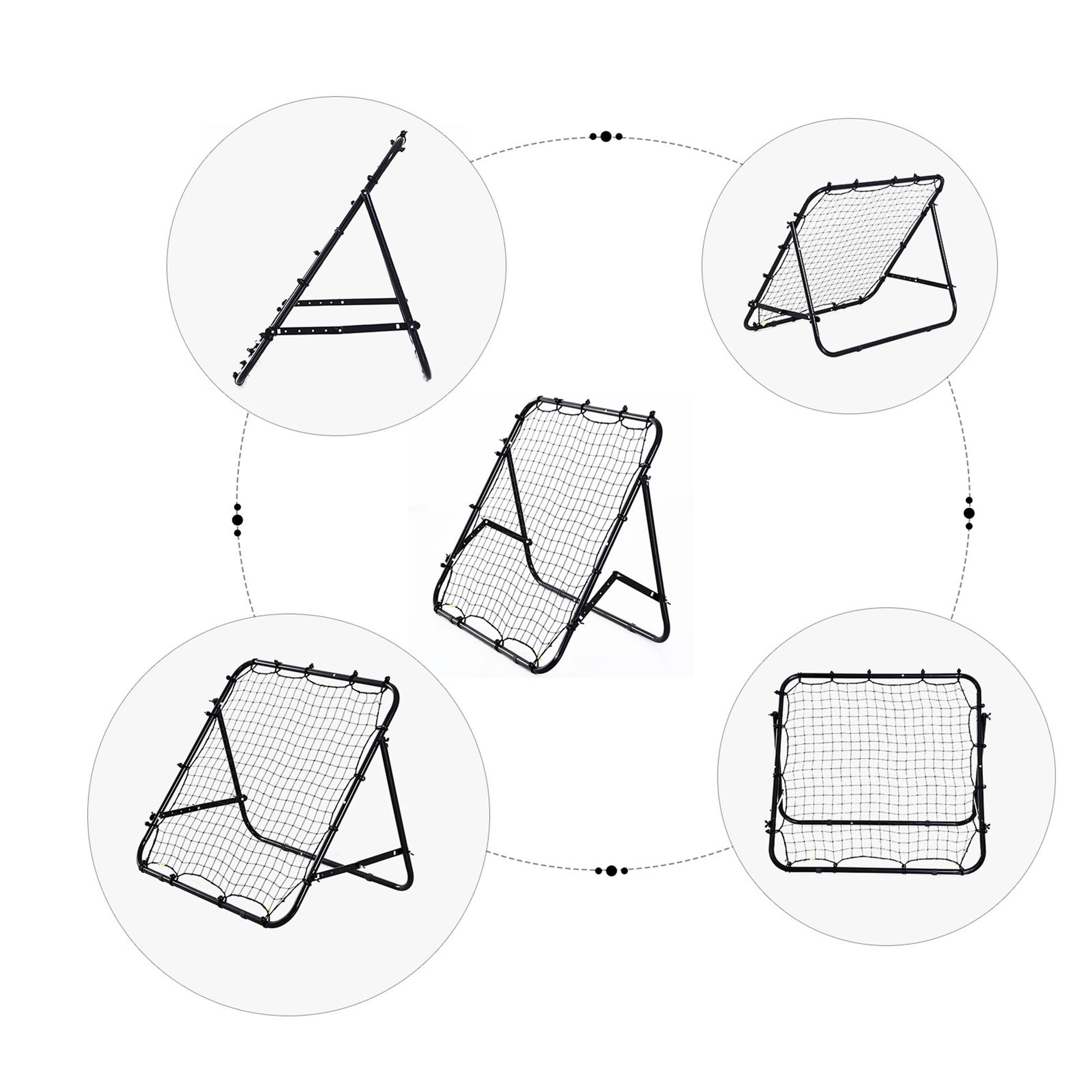 Kozy Adjustable Rebounder Net Kickback Target Goal for Teens Adults Training, Black