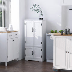 Kozy Accent Floor Storage Cabinet Kitchen Cupboard with Adjustable Shelves and 2 Lower Doors, White