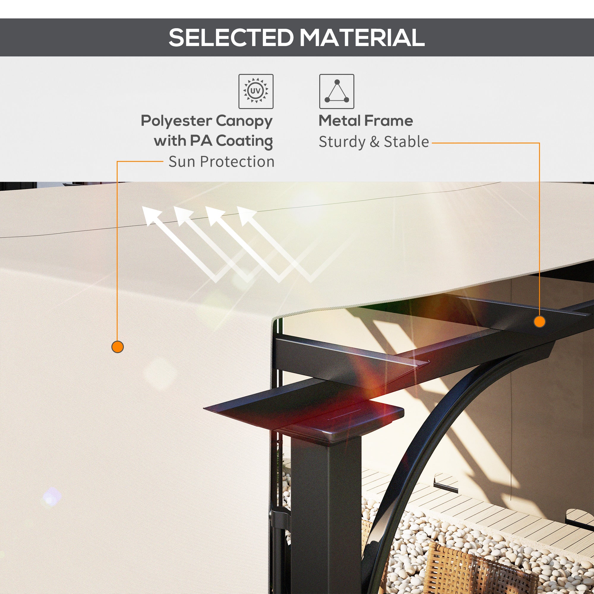 Kozy 3 x 3(m) Outdoor Pergola, Garden Pergola Gazebo with Adjustable Canopy, Grey