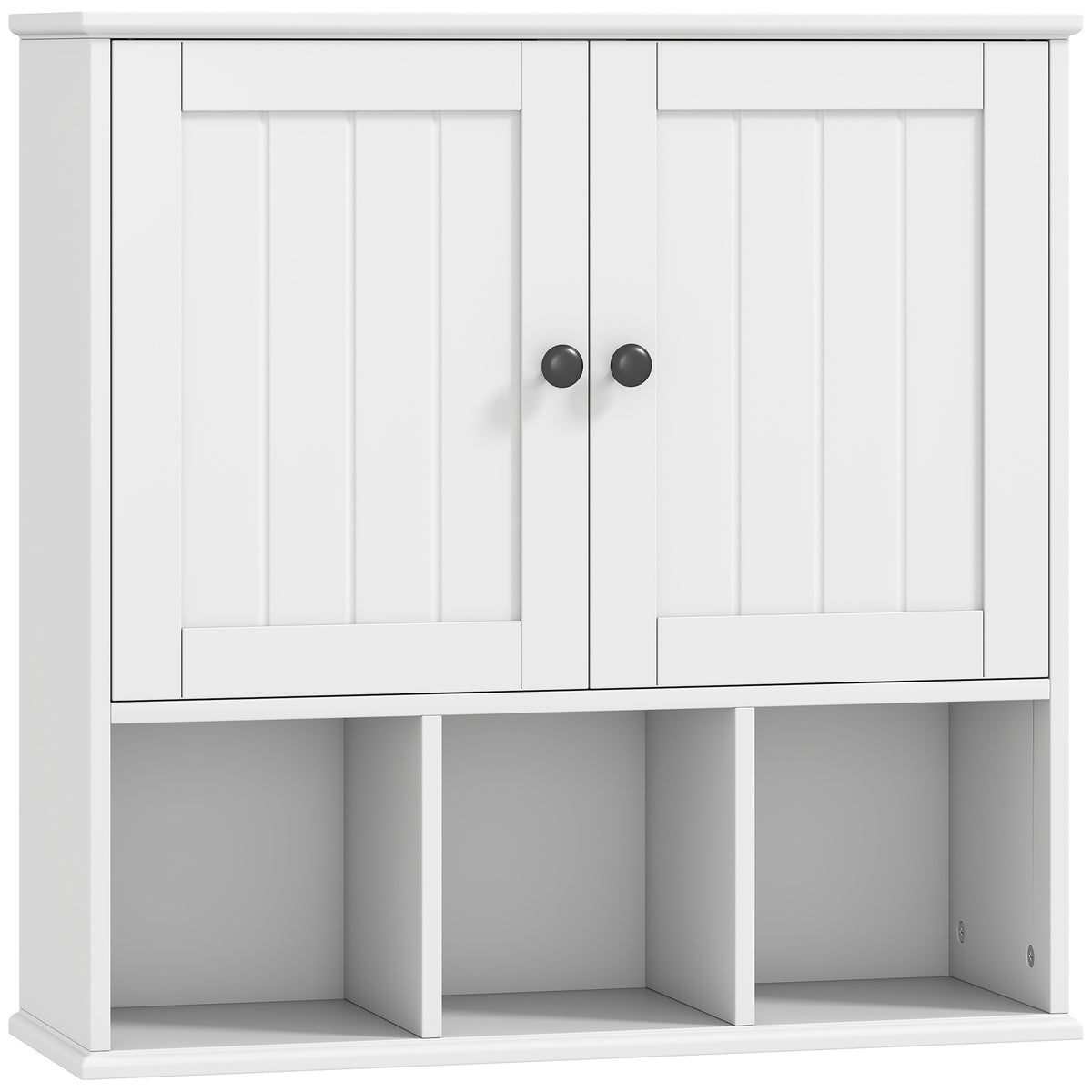 Kozy Farmhouse Bathroom Wall Cabinet, Wall Mounted Medicine Cabinet with Adjustable Shelf, Open Compartments, White