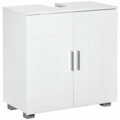 Kozy Pedestal Under Sink Cabinet, Modern Bathroom Vanity Unit, Storage Cupboard with Double Doors, Adjustable Shelf, White