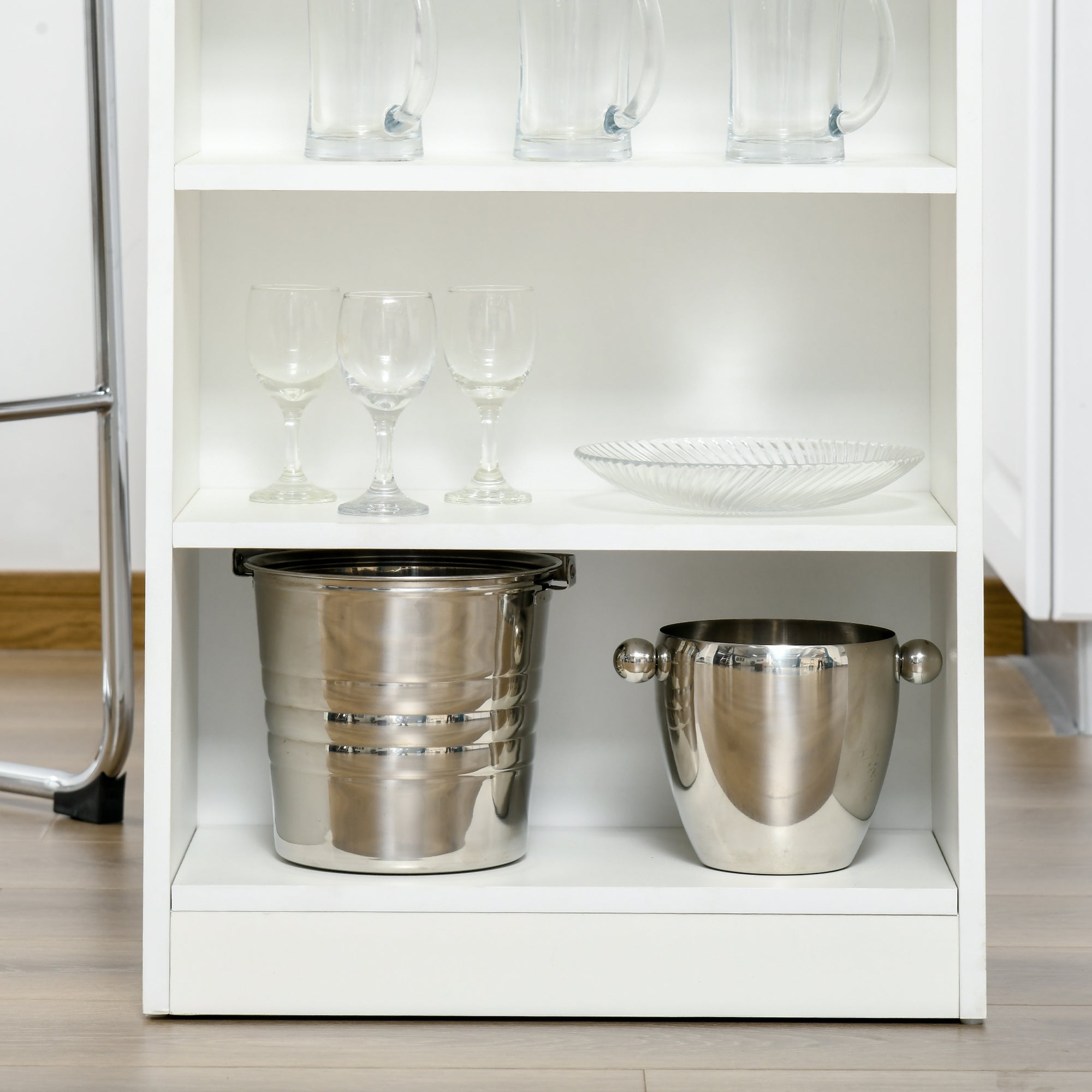 Kozy Bar Table, Dining Table with 4-Tier Storage Shelf for Breakfast Bar, Kitchen, Dining Room, Living Room, Grey