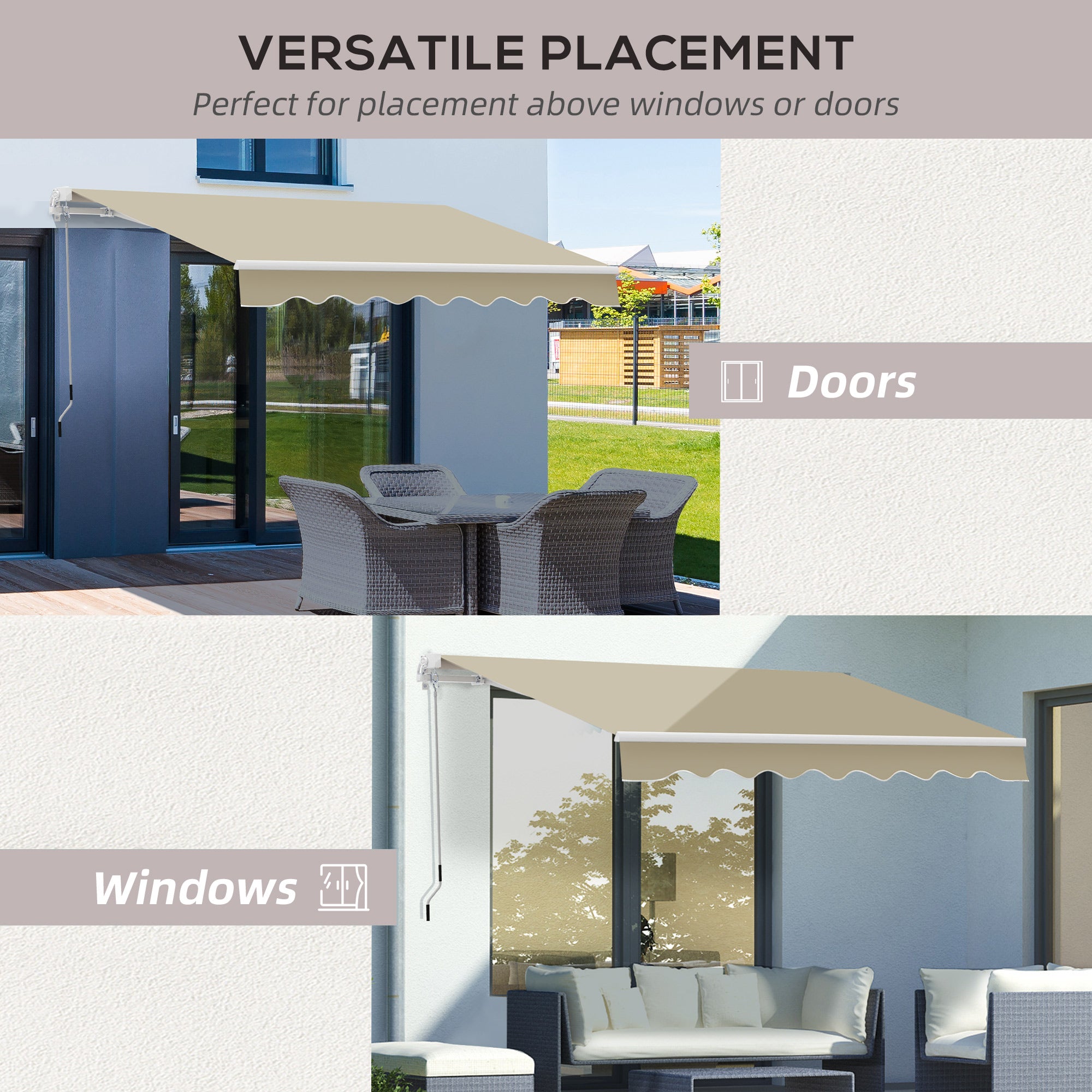 Outsunny 2.5x2 m Manual Retractable Awning