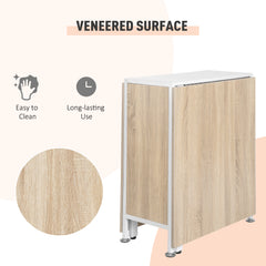 Kozy Foldable Drop Leaf Dining Table Folding Workstation for Small Space with Storage Shelves Cubes Oak & White