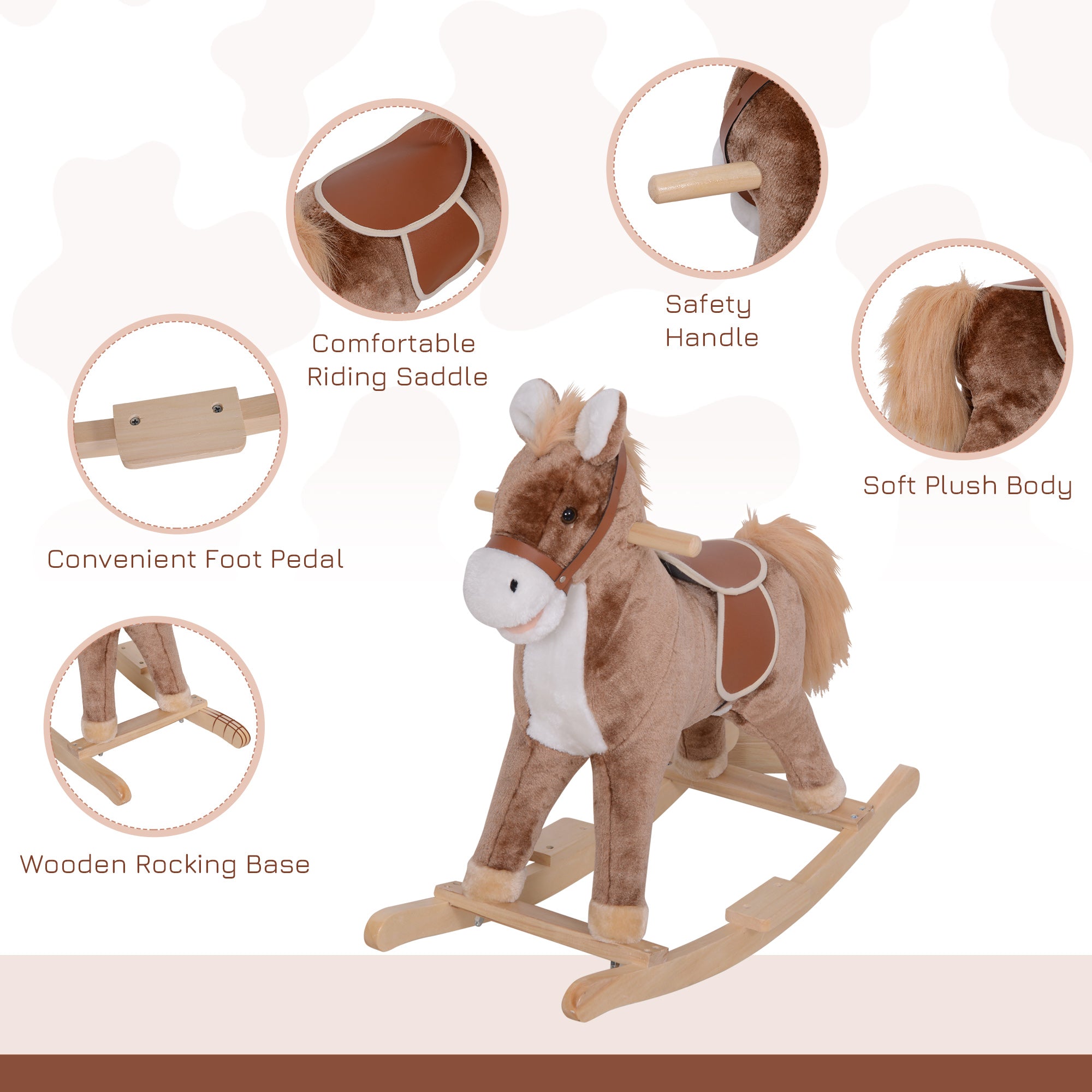 HOMCOM Kids Plush Rocking Horse