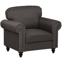 Mid-Century Armchair, HOMCOM Single Sofa with Pocket Springs - Dark Brown | Aosom UK