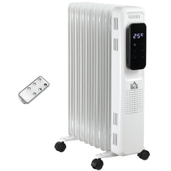 Kozy 2000W Oil Filled Radiator, 9 Fin Portable Electric Heater with LED Display, 24H Timer, 3 Heat Settings, Adjustable Thermostat, Safety Cut off, Remote Control, White