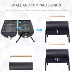 Outsunny Charcoal Grill Portable Folding Charcoal BBQ Grill Outdoor Tabletop Barbecue Grill