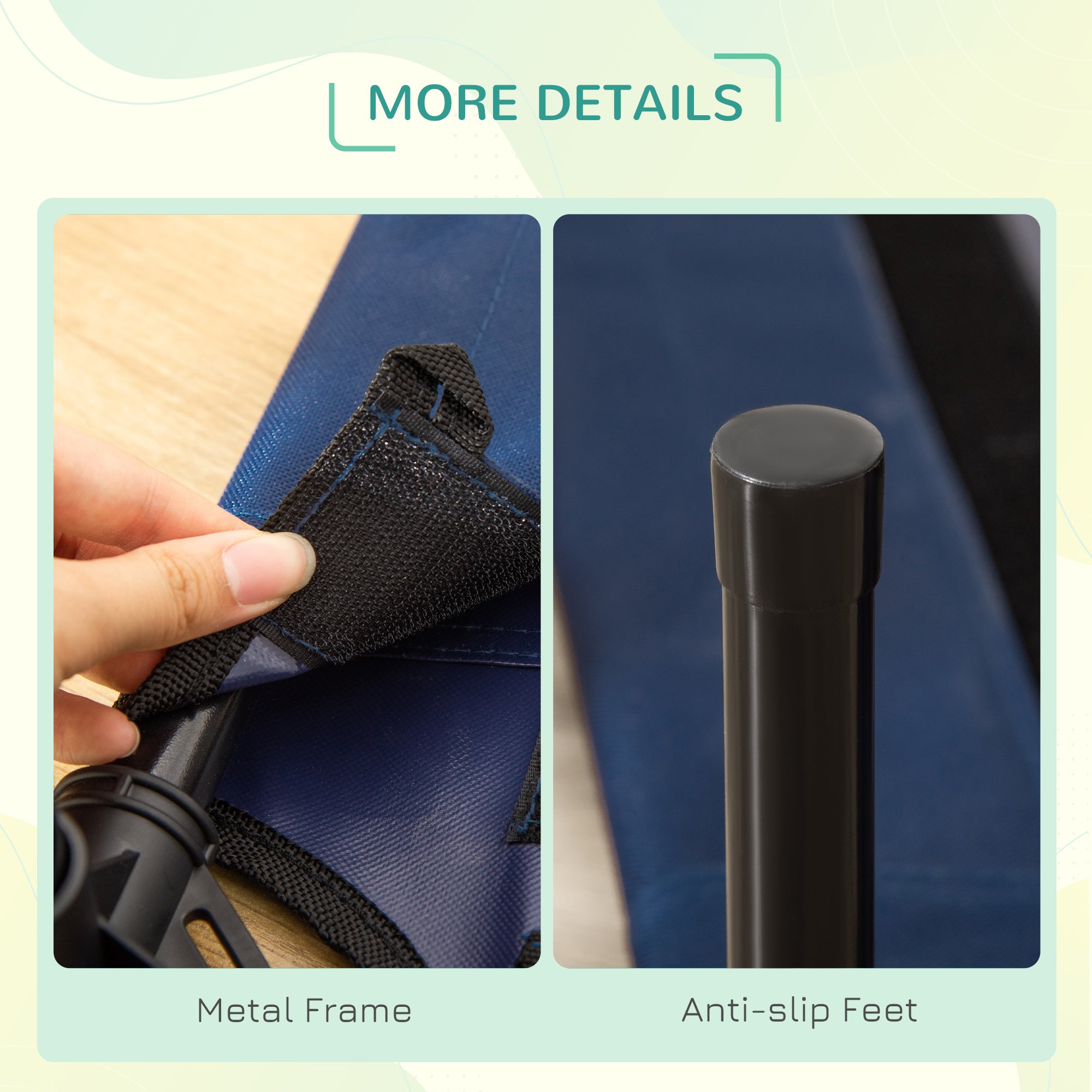 Kozy Raised Dog Bed Cat Elevated Lifted Puppy Pet Elevated Cot Portable Camping Basket – Blue (Medium)