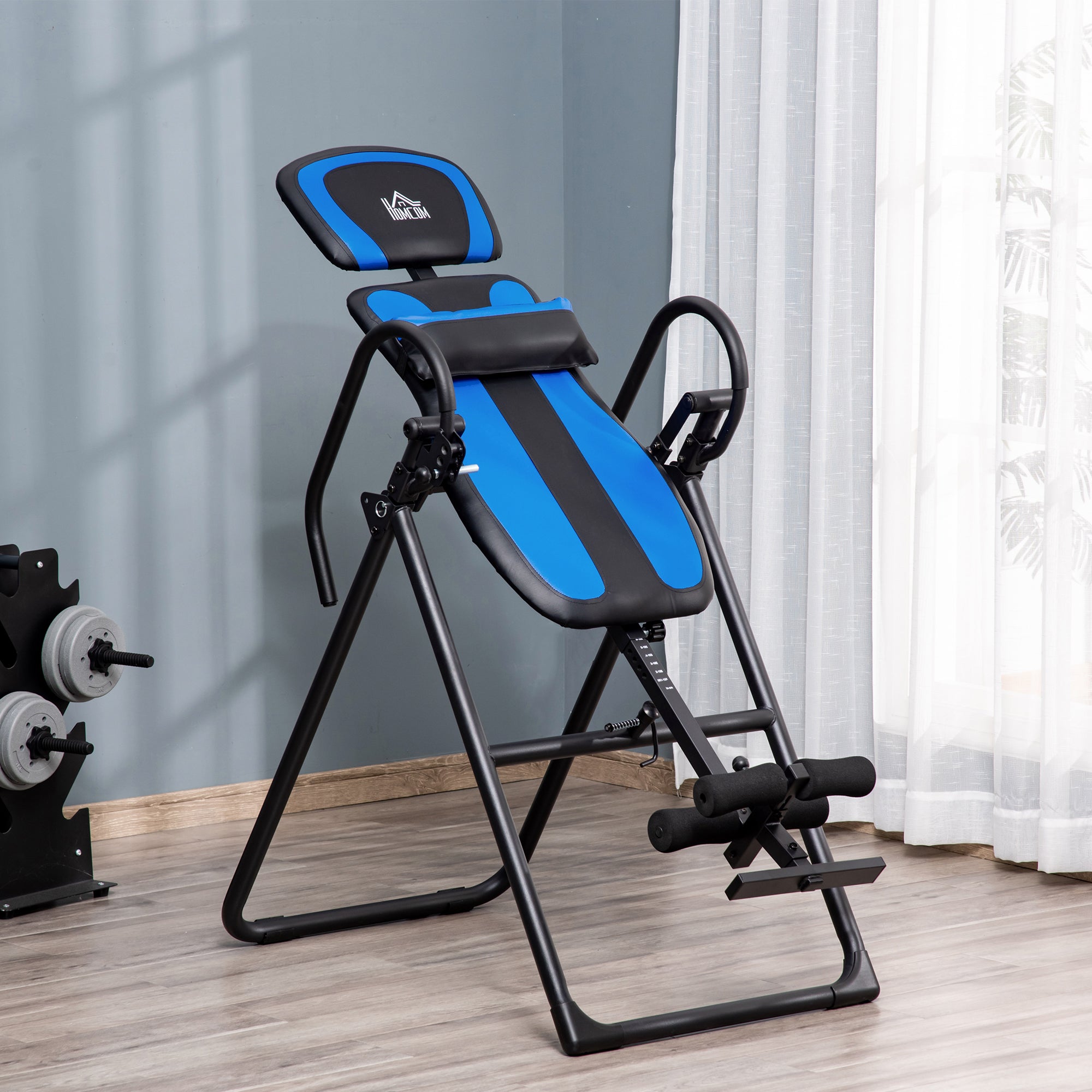 Kozy Foldable Gravity Inversion Table, Back Therapy Fitness Bench, with Soft Ankle Cushions, for Home