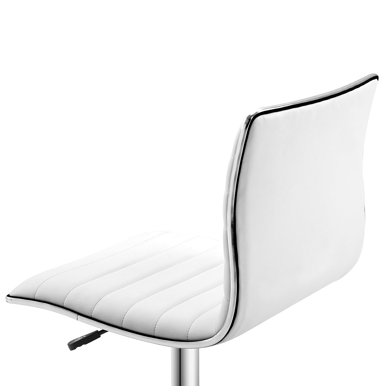 Kozy Adjustable Swivel Office Chair with Armless Mid-Back in PU Leather and Chrome Base - White