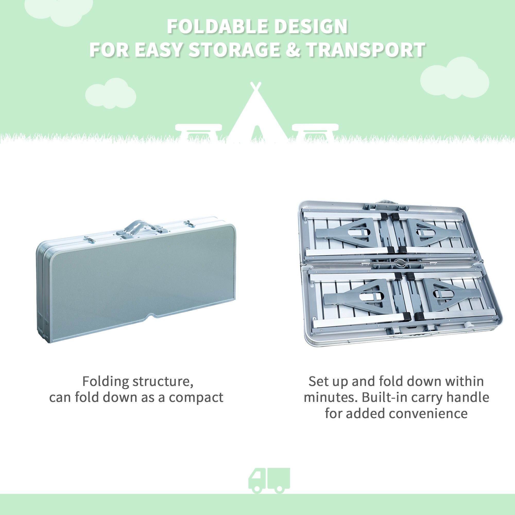 Kozy Aluminum Portable Picnic Table Chair Set