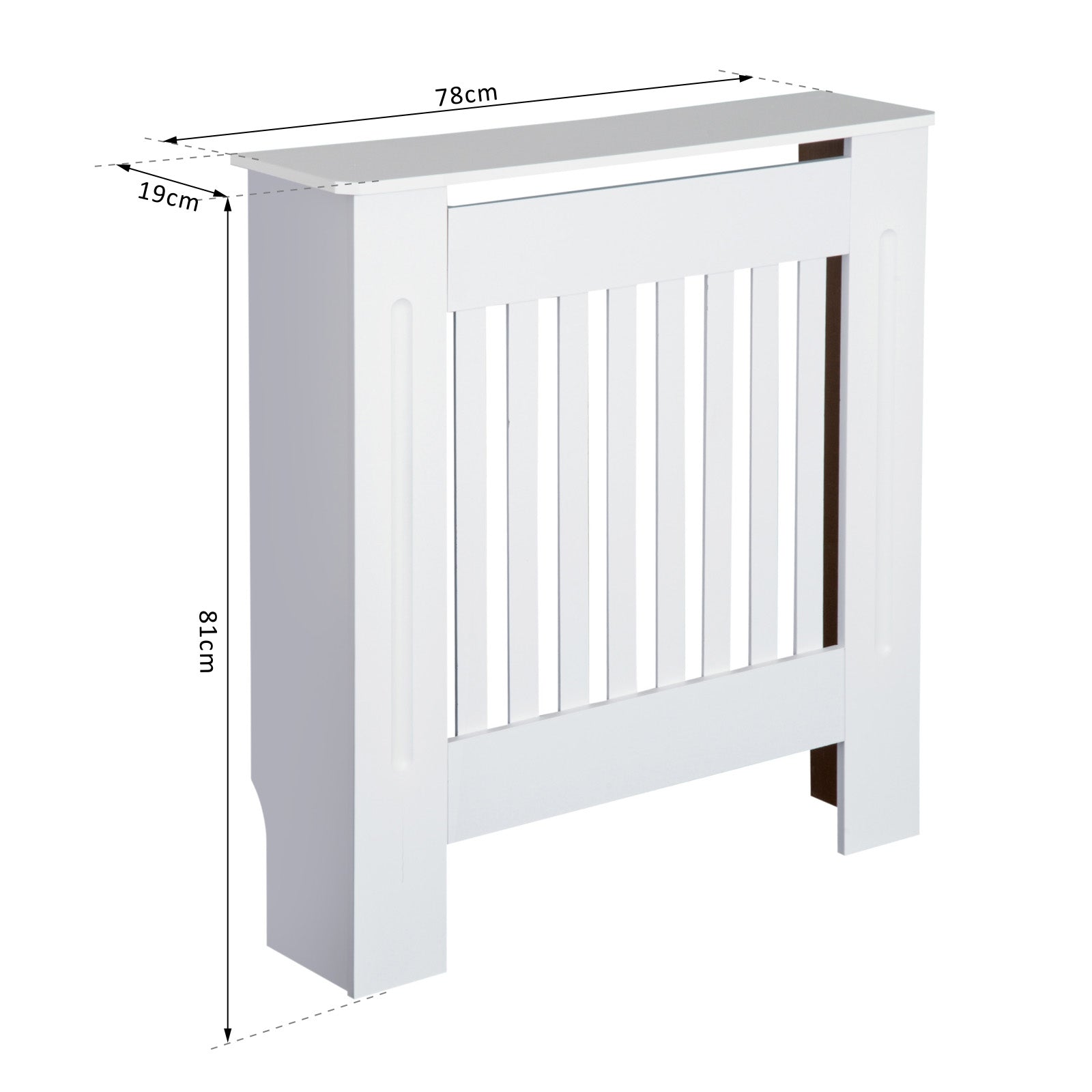 Kozy Slatted Radiator Cover Painted Cabinet MDF Lined Grill in White (78L x 19W x 81H cm)