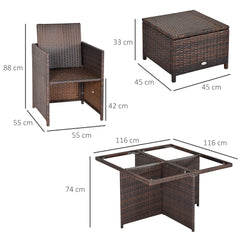 Outsunny 9PC Rattan Garden Furniture Set 8