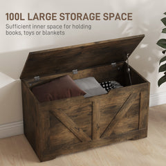Kozy - 100L Home Storage Box, with Safety Hinges - Rustic Brown