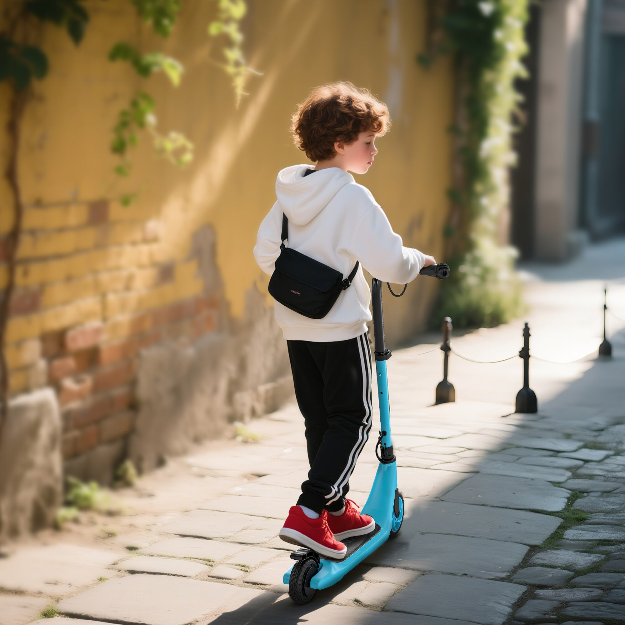 Kozy Kids Electric Scooter, Electric Scooters for Kids Ages 6+, 8 KM/H & 6 KM Lightweight E-Scooter, Adjustable Height, Rear Brake - Pink
