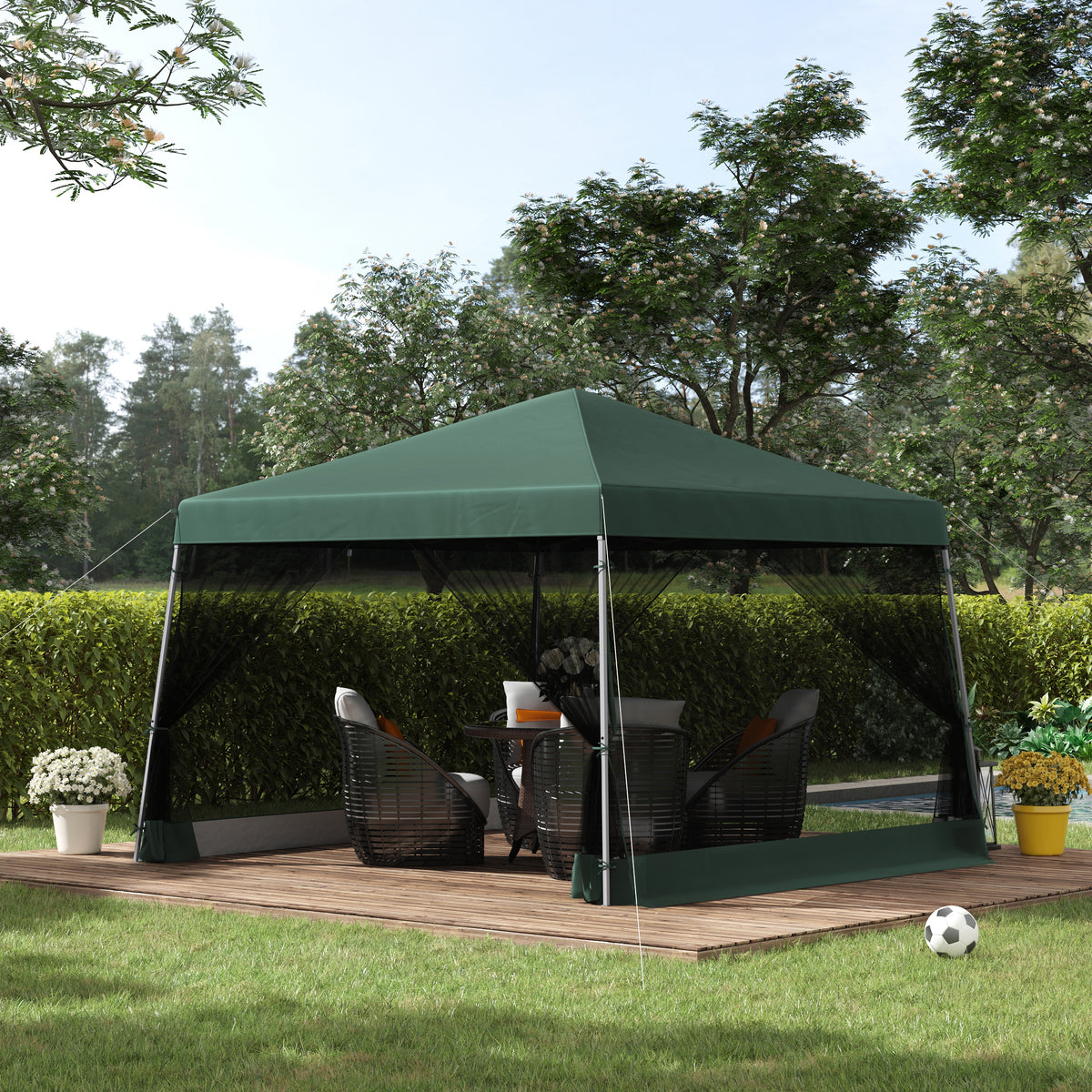 Outsunny 3.6m x 3.6m Pop Up Steel Frame Garden Gazebo Green