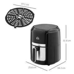Kozy 4L Air Fryer, 1300W Air Fryer Oven with Digital Touch Display, Rapid Air Circulation, 12 Cooking Programs, Adjustable Temperature, Timer, Nonstick Basket for Oil Less or Low Fat Cooking, Black