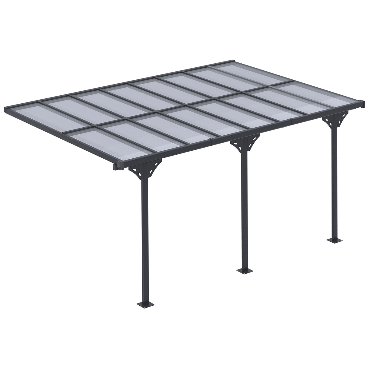 Kozy 4.35 x 3m Outdoor Patio Gazebo Pergola, Retractable Pergola Canopy Aluminum Post & PC Roof,  Grey