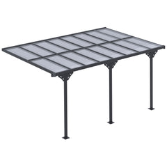 Kozy 4.35 x 3m Outdoor Patio Gazebo Pergola, Retractable Pergola Canopy Aluminum Post & PC Roof,  Grey
