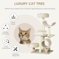 PawHut Cat Tree, Plush, 50Lx40Wx105H cm