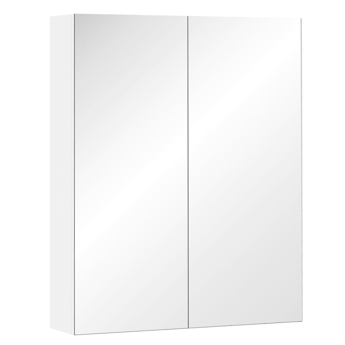 HOMCOM Wall Mounted Mirror Cabinet, Wooden Bathroom Storage with Adjustable Shelf, Double Door, 60Wx15Dx75H cm, White | Aosom UK