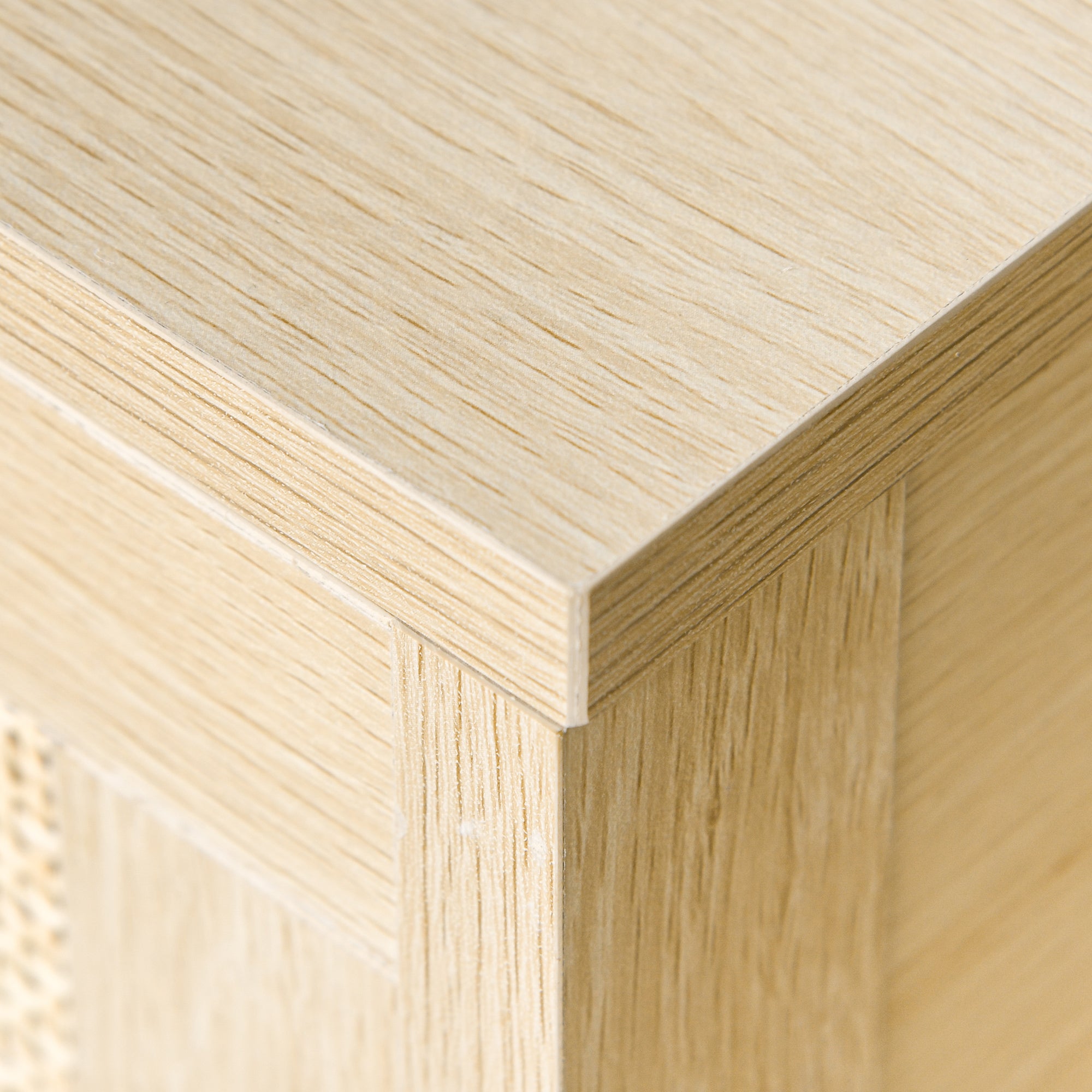 Kozy Nightstand with Rattan Drawer and Storage Shelf, Bedside End Table for Bedroom, Living Room