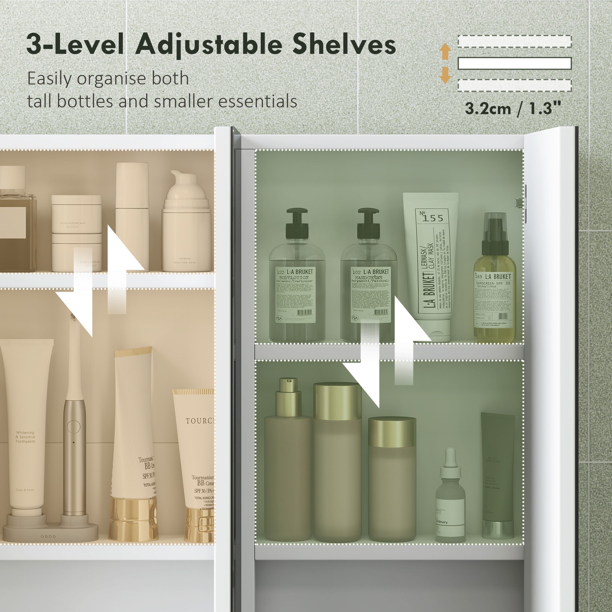 Kozy - Three-Mirror Bathroom Storage Cabinet - White