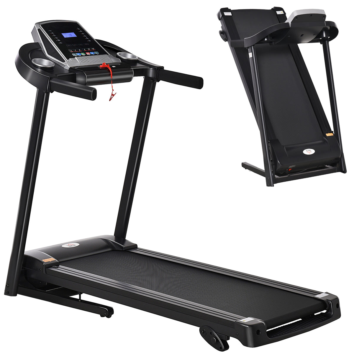 Kozy Folding Treadmill, 2.0HP Incline Treadmill Running Machine, 12.8 km/h, with LED Display, Manual Incline, 12 Preset Programs, Drink & Phone Holder for Home Gym Fitness