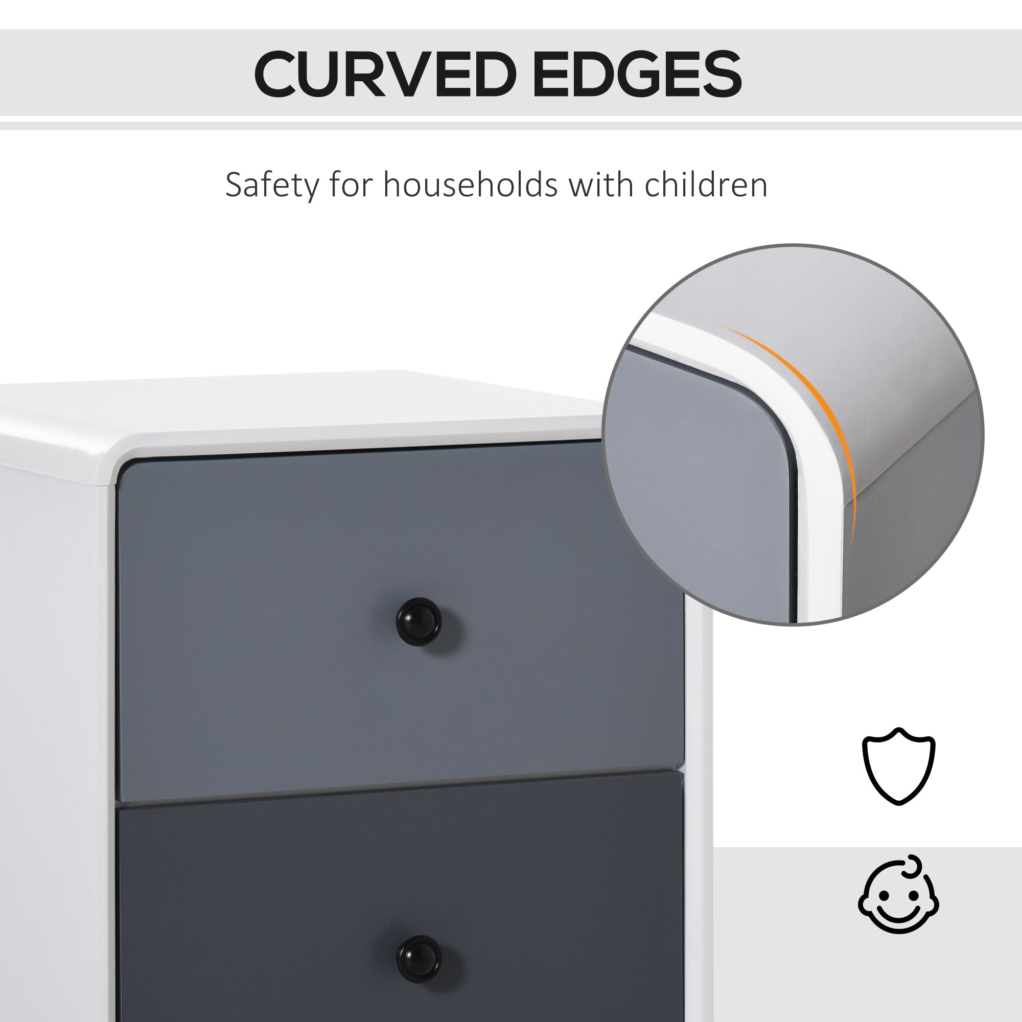 Kozy Modern Side Cabinet Nightstand Home Organizer with 2 Storage Drawer Unit for Bedroom, Living Room