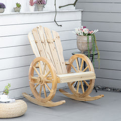 Kozy Wooden Adirondack Rocking Chair Reclining Armchair Outdoor Garden Furniture Patio Porch Rocker - Natural