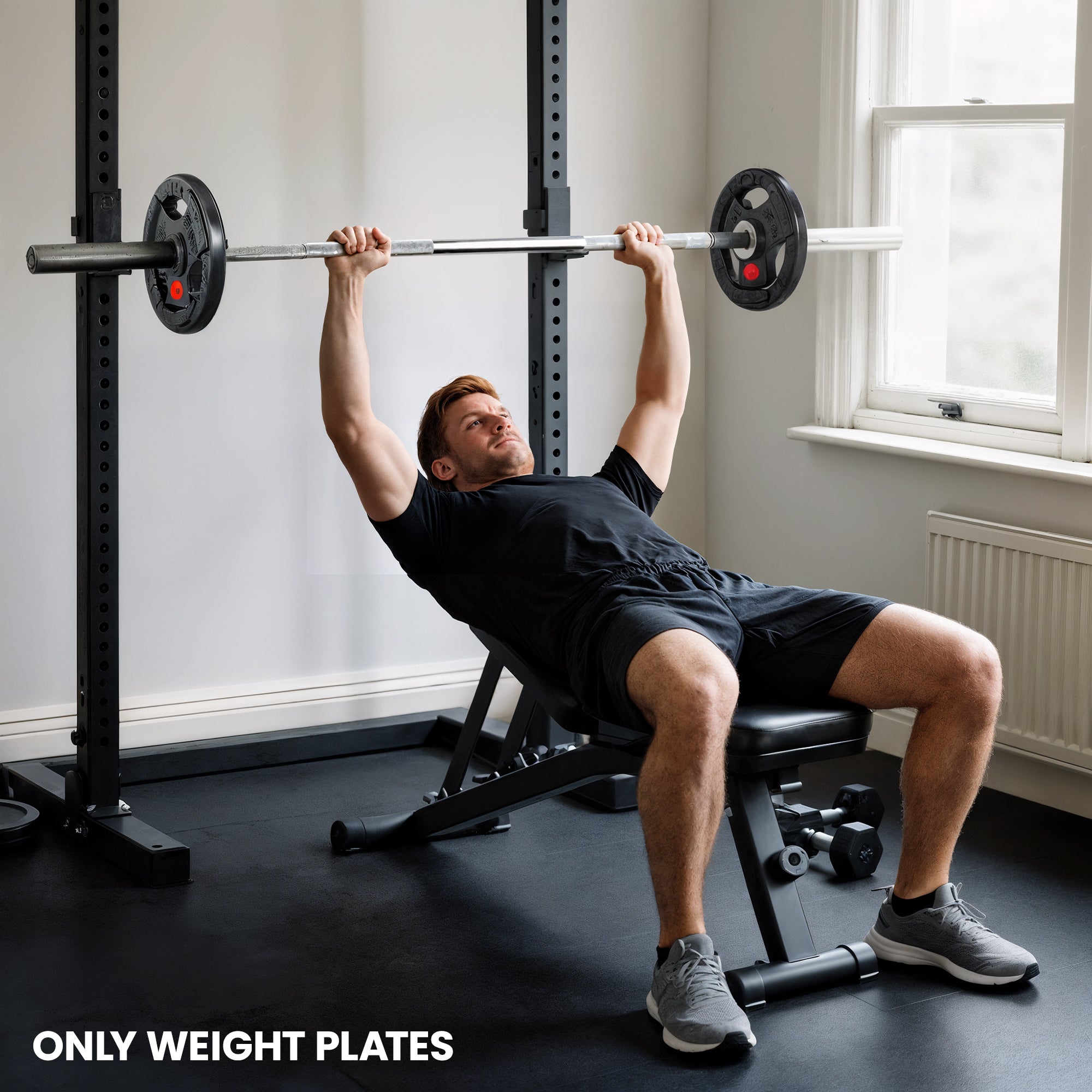 Kozy Olympic Weight Plates, 2"/5cm Weight Disc Pair with Tri-Grips, 2 x 15kg Dumbbell Plates for Weightlifting and Strength Training Home Gym Fitness Workout, Black