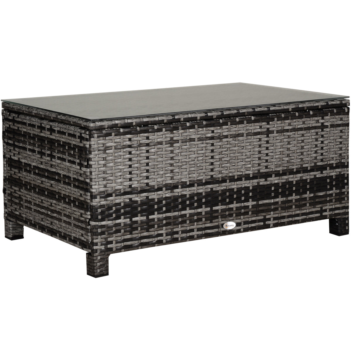 Kozy PE Rattan Garden Coffee Table, with Glass Table Top - Grey