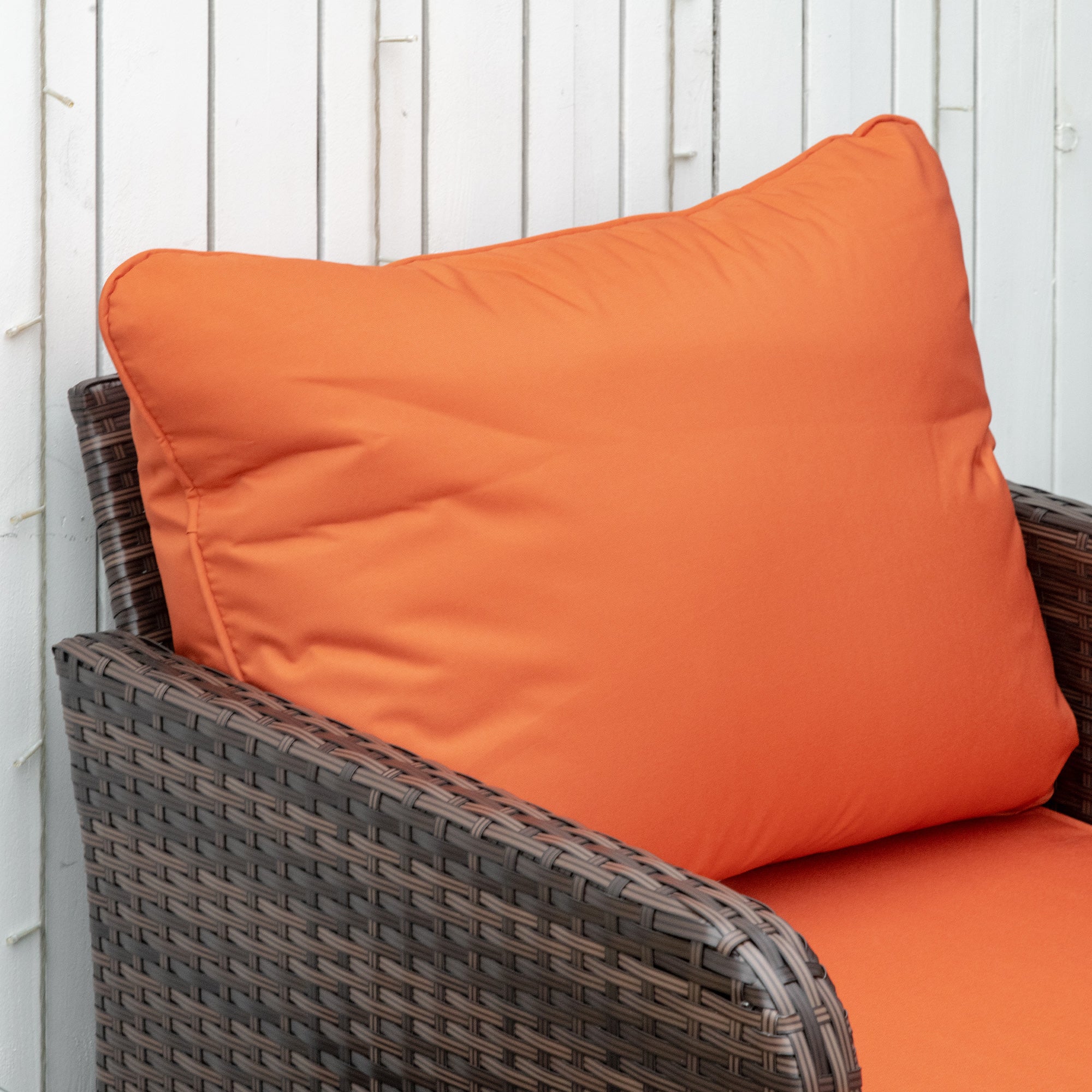 Kozy 5 Pieces PE Rattan Garden Furniture Set with 10cm Thick Padded Cushions, Wicker Weave Outdoor Seating Chairs with 2 Armchairs, 2 Stools, Glass Top Table, Brown