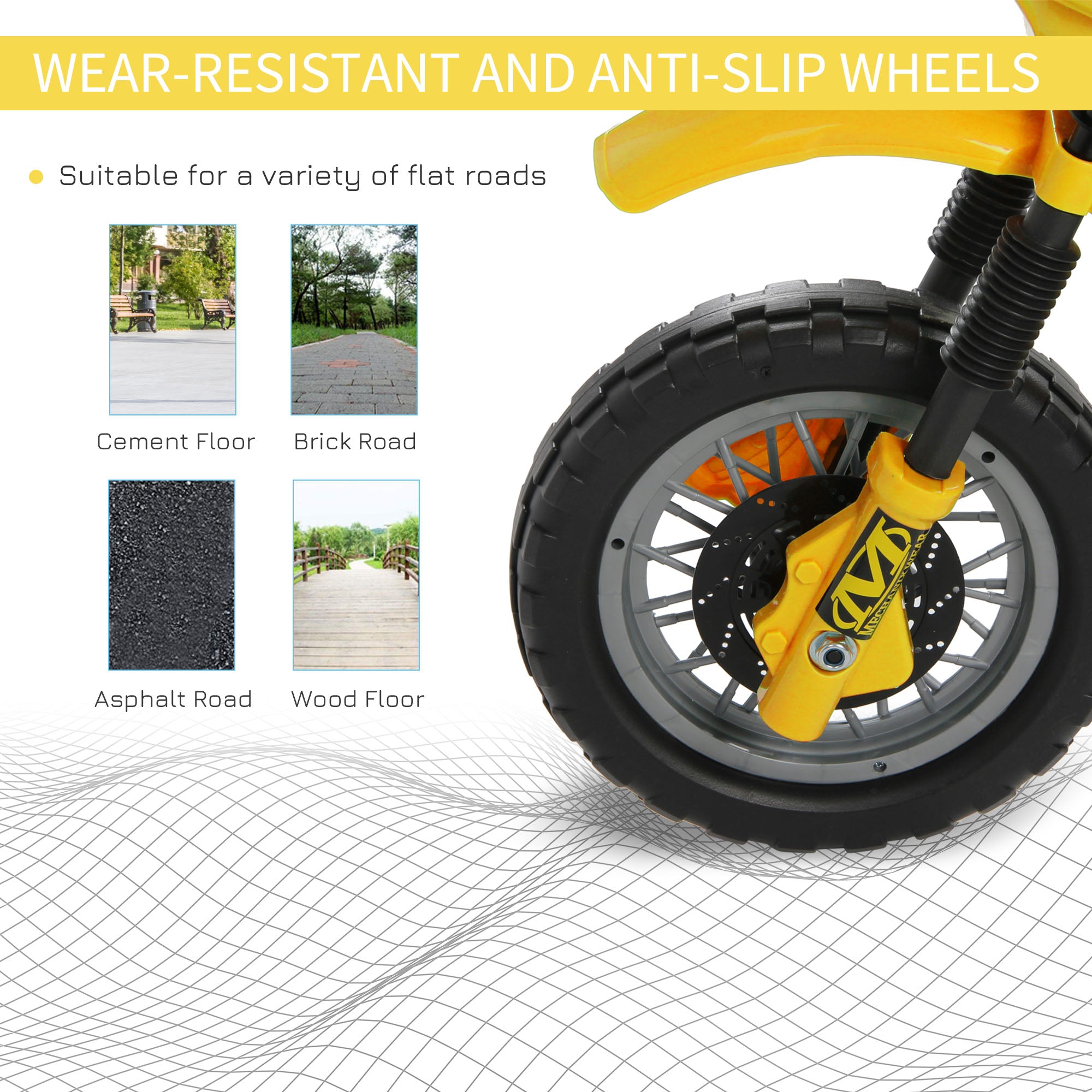 HOMCOM Kids Electric Motorbike Child Ride on Motorcycle 6V Battery Scooter (Yellow) | Aosom UK