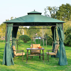 Outsunny 3(m) x 3(m) Metal Garden Gazebo Marquee Party Tent Patio Canopy Pavilion + Sidewalls