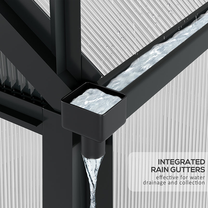 Kozy 6 x 6ft Polycarbonate Greenhouse, Large Walk-In Green House with Slide Door and Window, Garden Plants Grow House with Aluminium Frame and Foundation, Grey