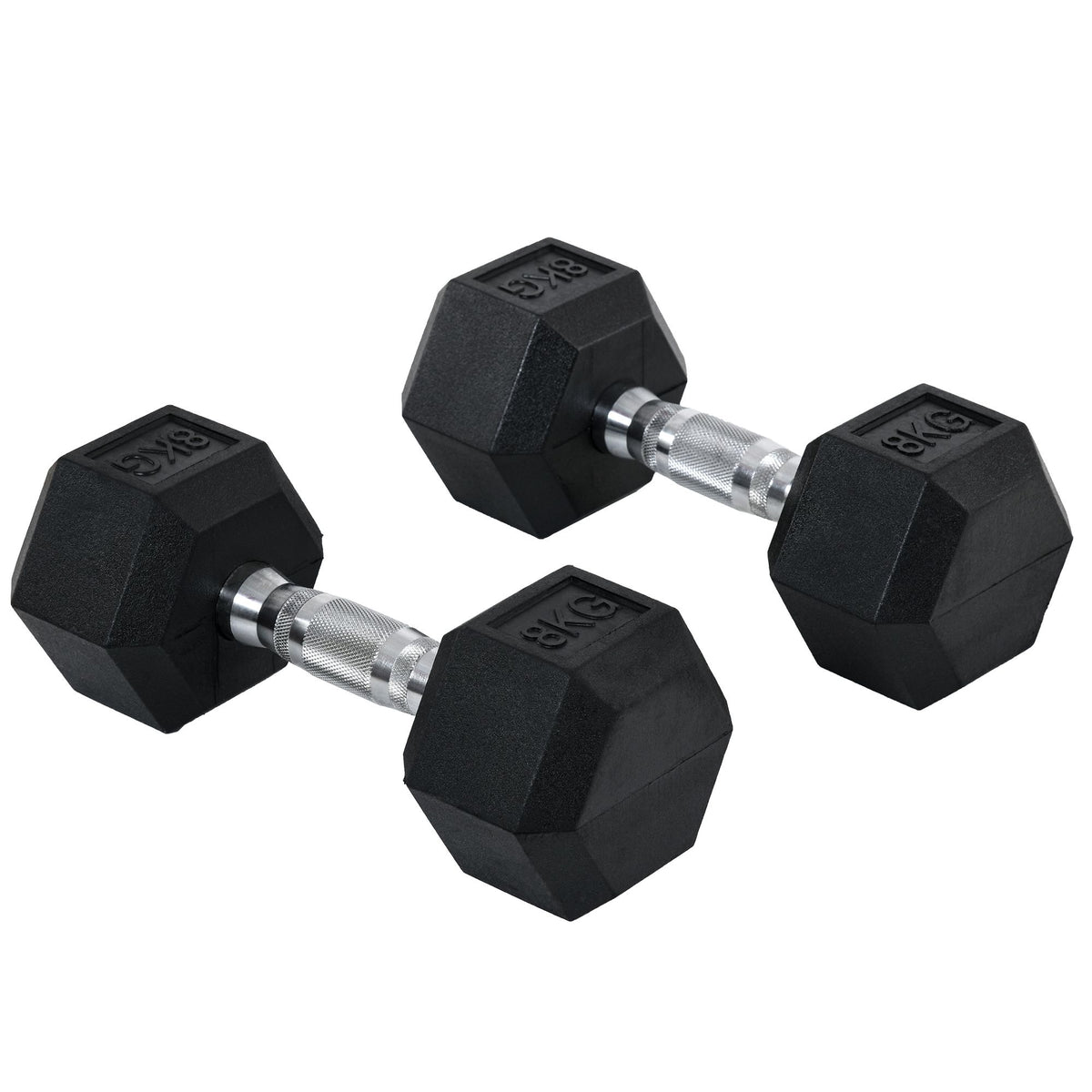 Kozy 2x8kg Hex Dumbbell Rubber Weights Sets Hexagonal Gym Fitness Lifting Home
