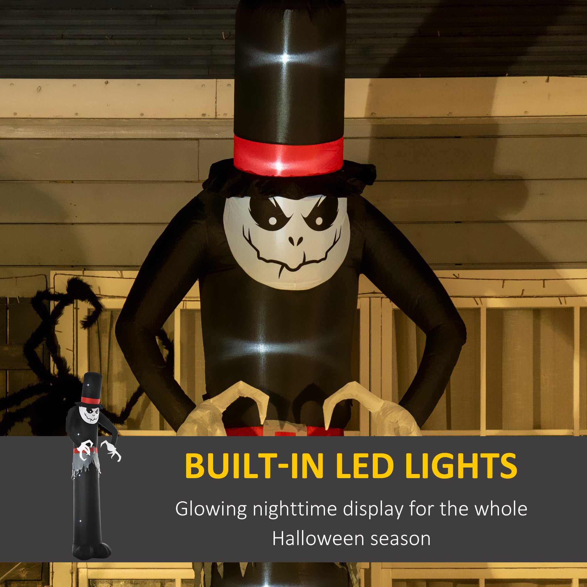 Kozy Giant 10ft Halloween Inflatables Tall Ghost with Hat, Build-in LEDs Blow Up Scary Outdoor Decorations, for Party Yard Garden Lawn Decoration