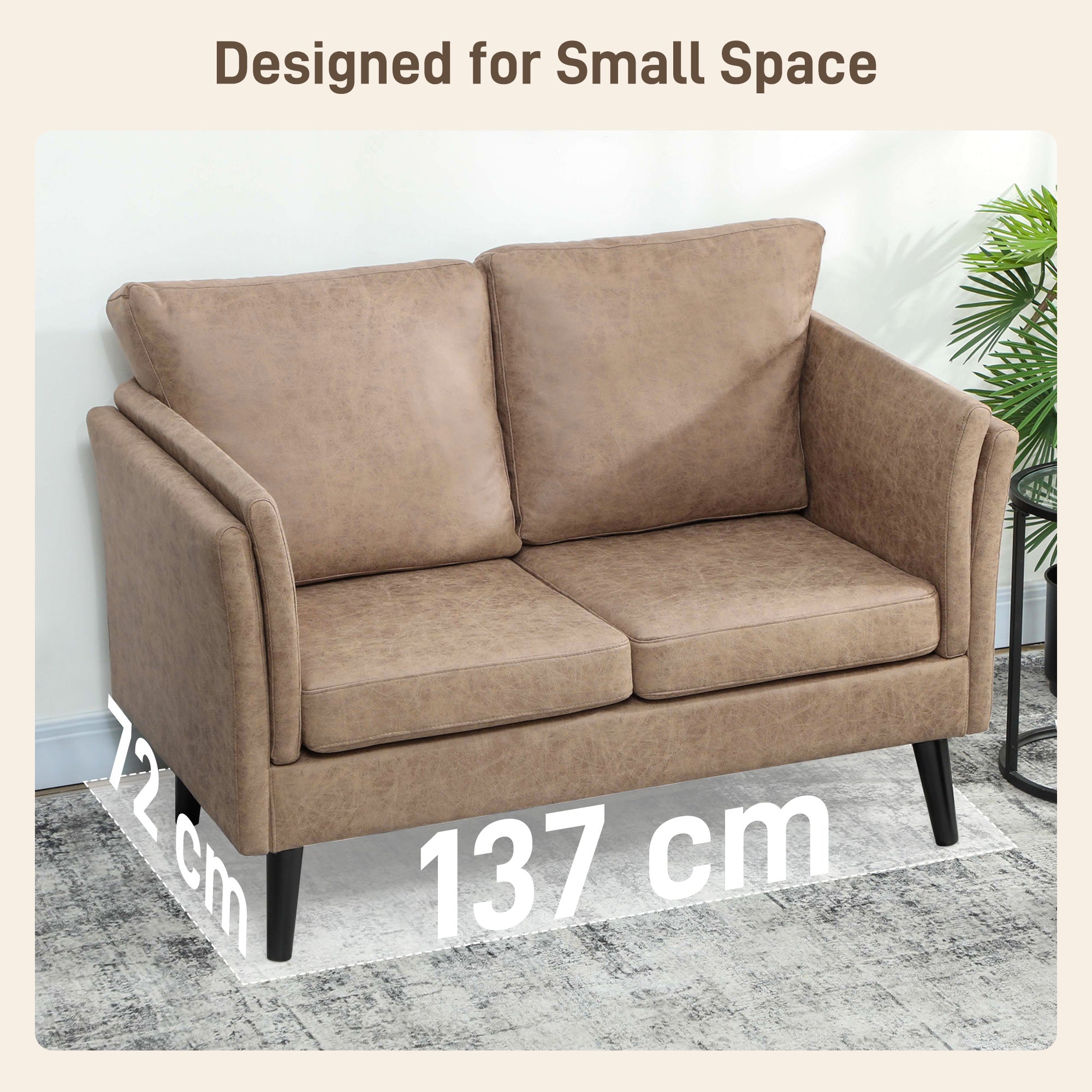 Kozy - Two-Seater Leathaire Sofa - Light Brown